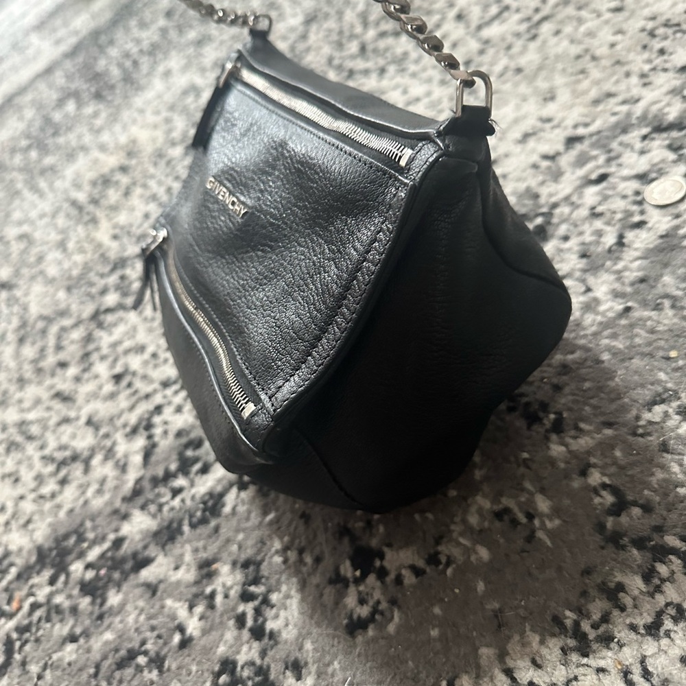 Givenchy Black Leather Shoulder Bag with Silver Accents - Picture 2 of 4
